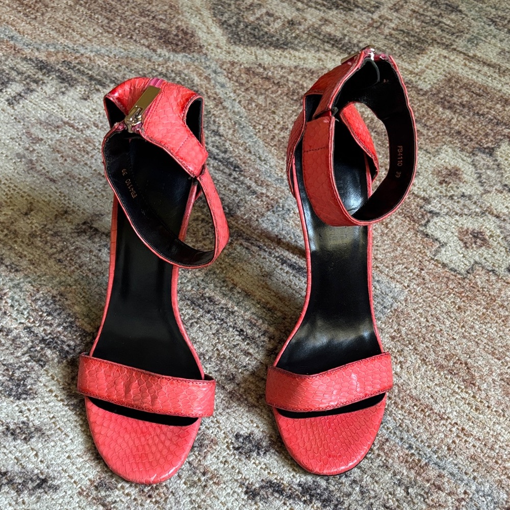 NICHOLAS Red Textured High Heel Sandals